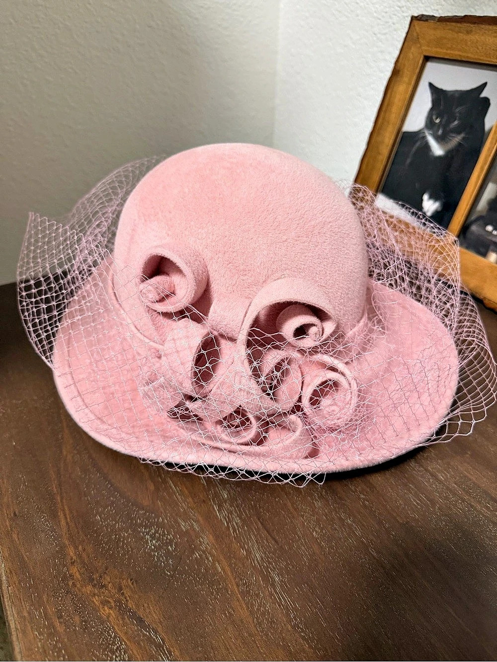 Katherine Jeanne Pink Wool Veiled Occasion Hat NWT